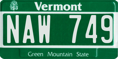 VT license plate NAW749