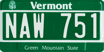 VT license plate NAW751