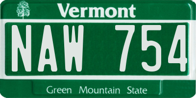 VT license plate NAW754