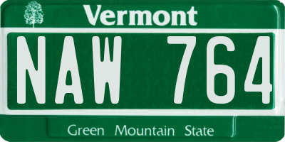 VT license plate NAW764