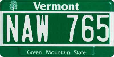 VT license plate NAW765