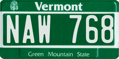VT license plate NAW768