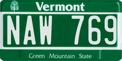 VT license plate NAW769