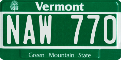 VT license plate NAW770
