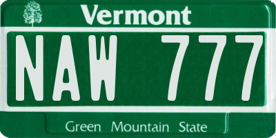 VT license plate NAW777