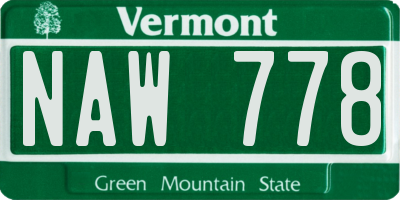 VT license plate NAW778