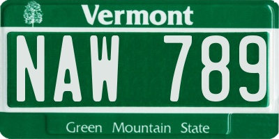 VT license plate NAW789