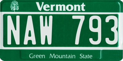 VT license plate NAW793