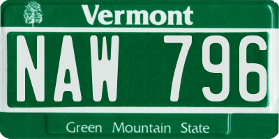 VT license plate NAW796