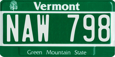 VT license plate NAW798