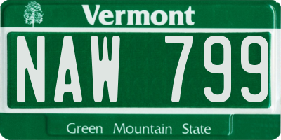 VT license plate NAW799