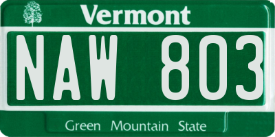 VT license plate NAW803