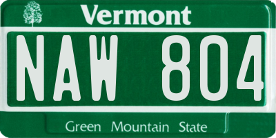 VT license plate NAW804