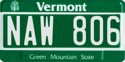 VT license plate NAW806