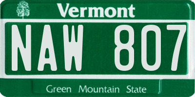 VT license plate NAW807