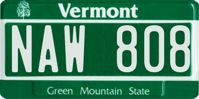 VT license plate NAW808