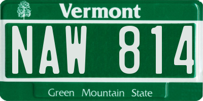 VT license plate NAW814