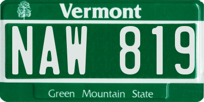 VT license plate NAW819
