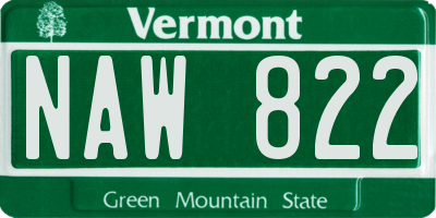 VT license plate NAW822