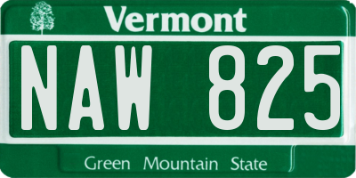 VT license plate NAW825