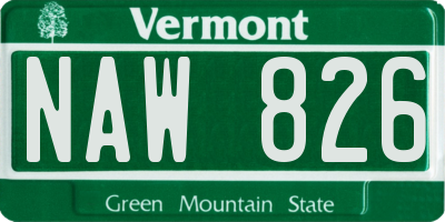 VT license plate NAW826