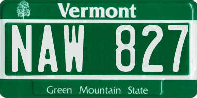 VT license plate NAW827