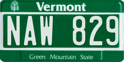 VT license plate NAW829