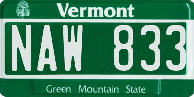 VT license plate NAW833