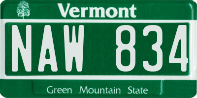 VT license plate NAW834