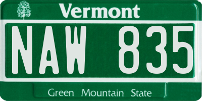 VT license plate NAW835