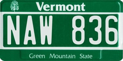 VT license plate NAW836