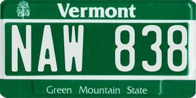 VT license plate NAW838