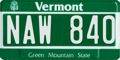 VT license plate NAW840