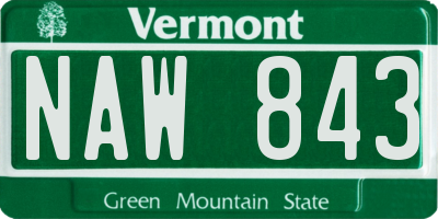 VT license plate NAW843