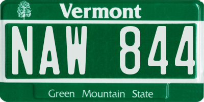 VT license plate NAW844