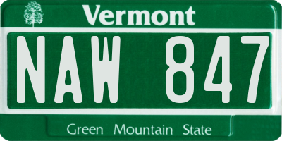 VT license plate NAW847