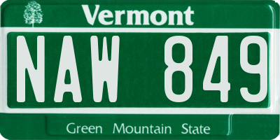 VT license plate NAW849