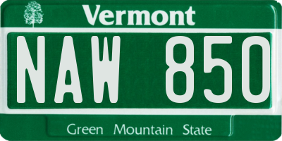 VT license plate NAW850