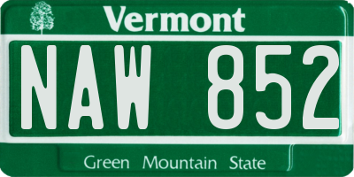 VT license plate NAW852