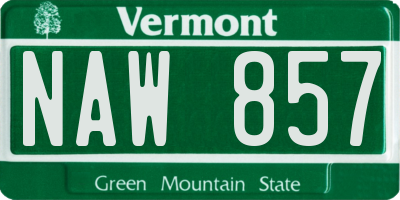 VT license plate NAW857