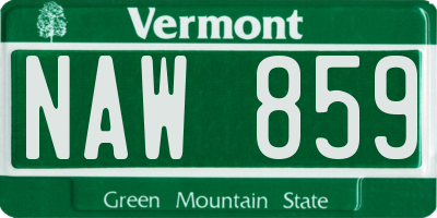 VT license plate NAW859