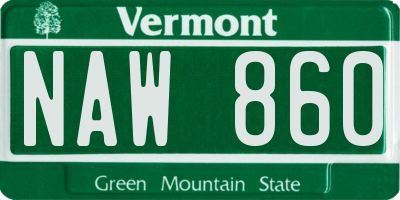 VT license plate NAW860