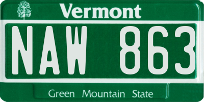 VT license plate NAW863