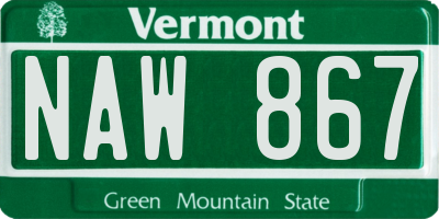 VT license plate NAW867