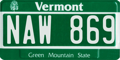 VT license plate NAW869
