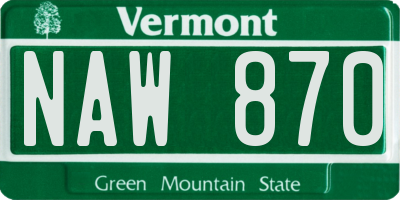 VT license plate NAW870