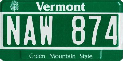 VT license plate NAW874