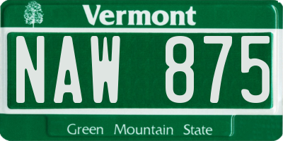 VT license plate NAW875