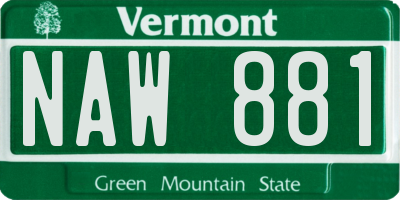 VT license plate NAW881