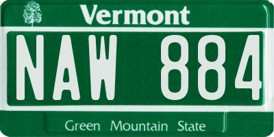 VT license plate NAW884